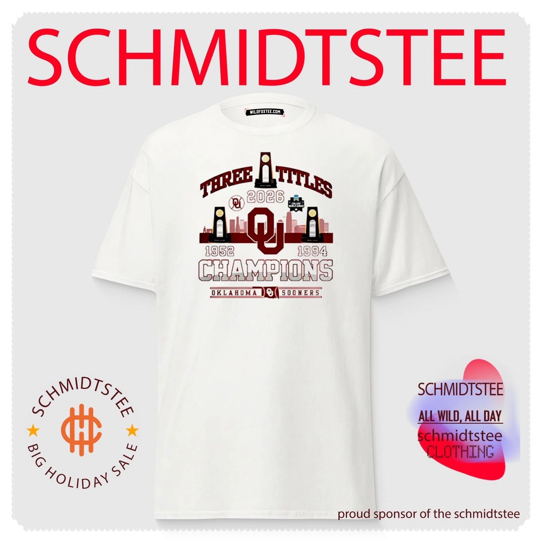 Oklahoma Sooners Three Titles 1952 1994 2026 Champions shirt