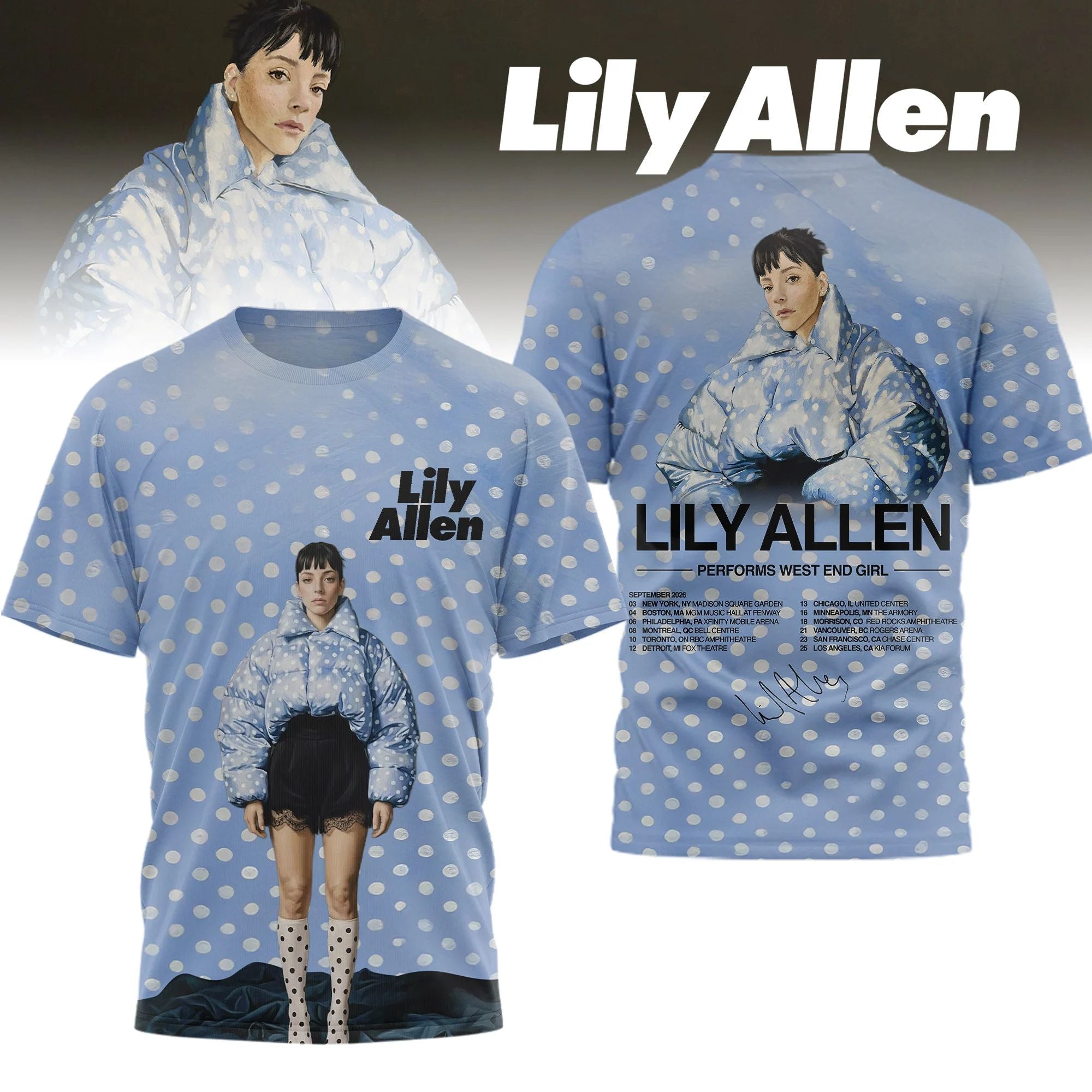 Lily Allen Performs West End Girl Tour 2026 Signed T-Shirt