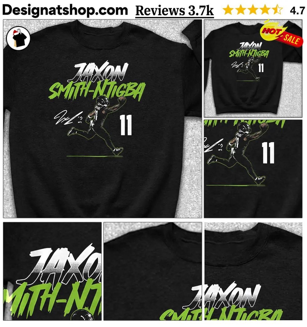 Jaxon Smith-Njigba Seattle Football Name Number Pose signature shirt