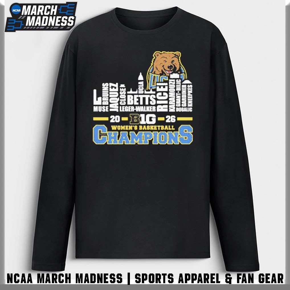 UCLA Bruins City Skyline Players Names 2026 Big Ten Women’s Basketball Champions T-Shirt