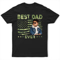 Custom Photo Stars & Stripes Best Dad Papa Ever - Personalized T Shirt