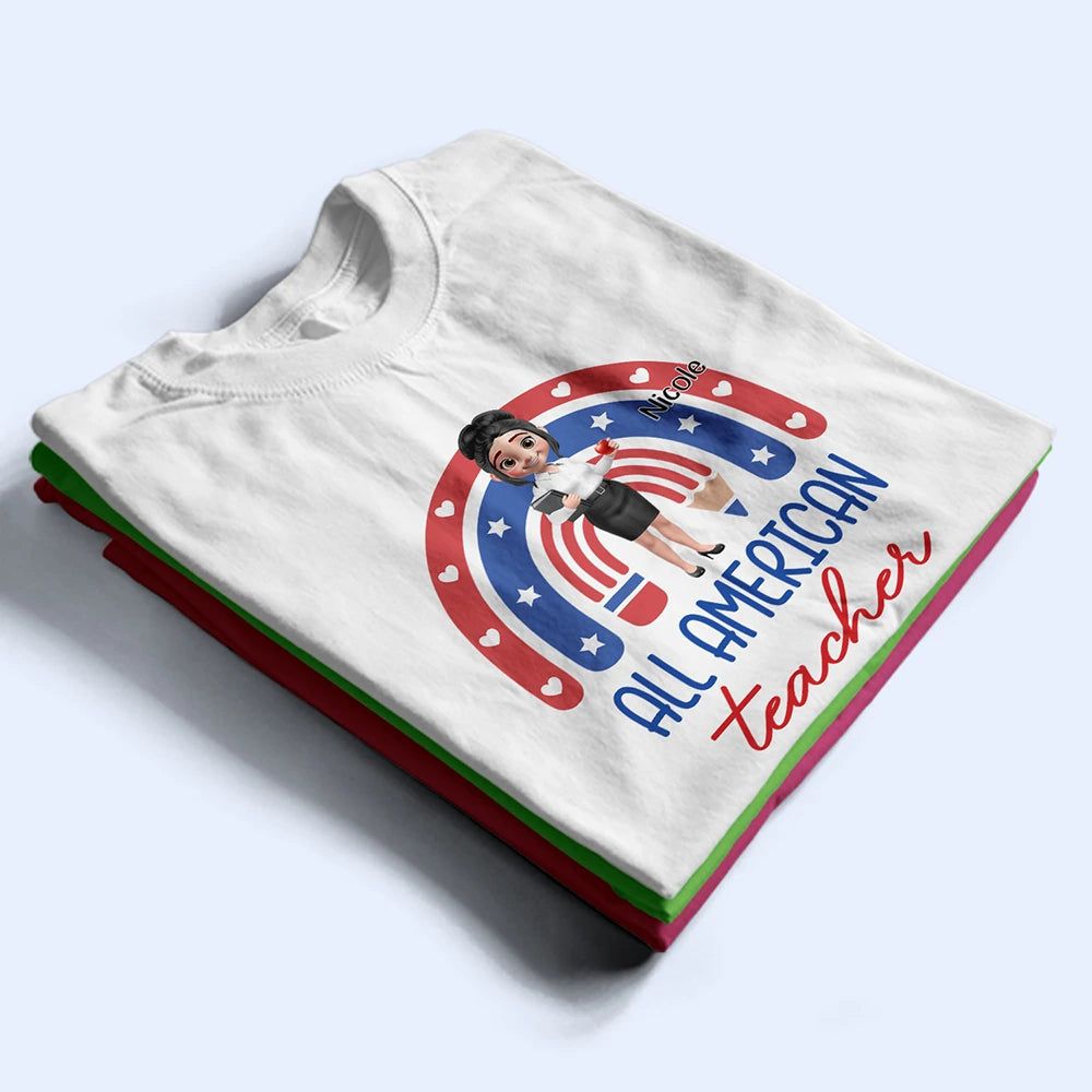 Stars And Stripes All American Teacher - Personalized T Shirt