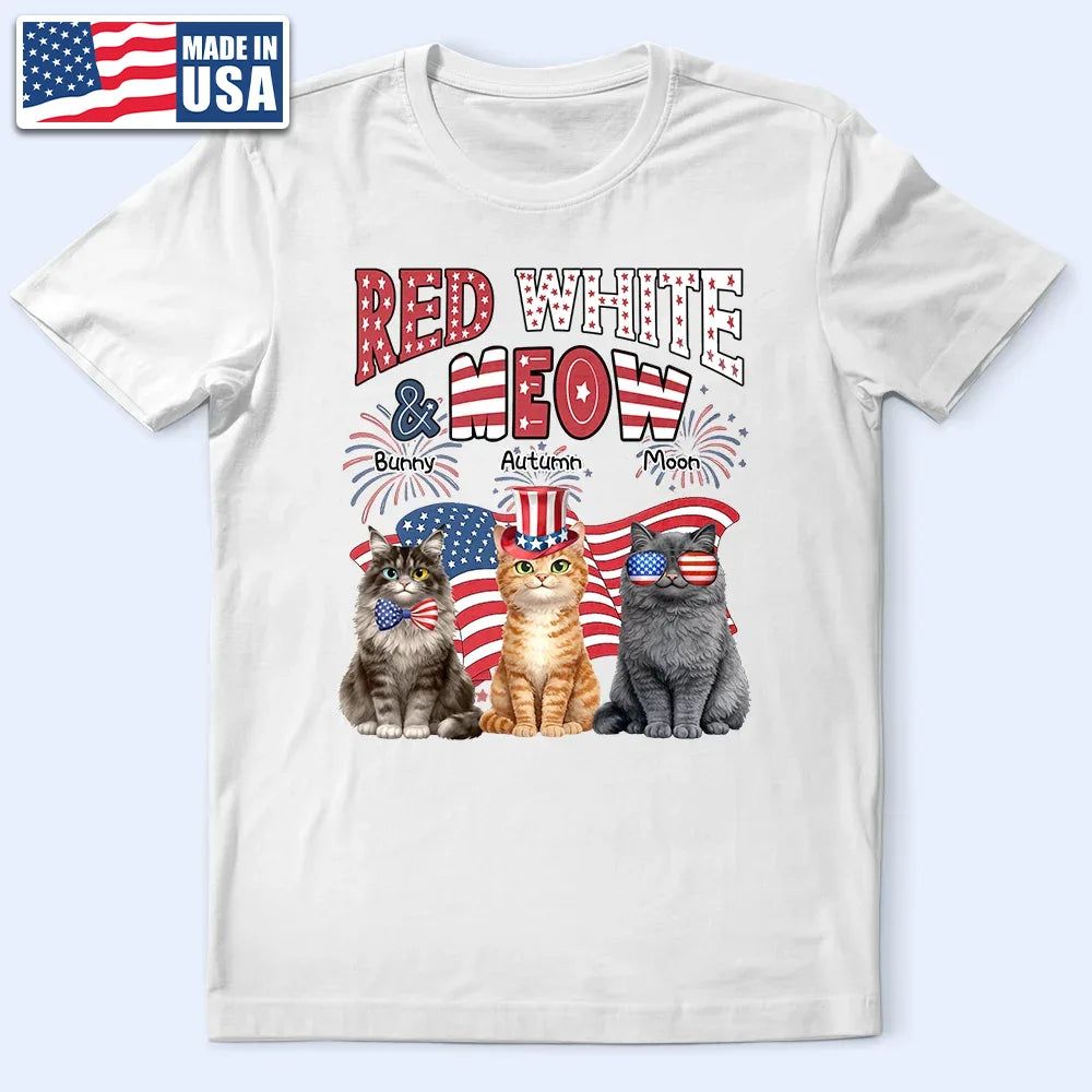 Red White Meow - Personalized T Shirt