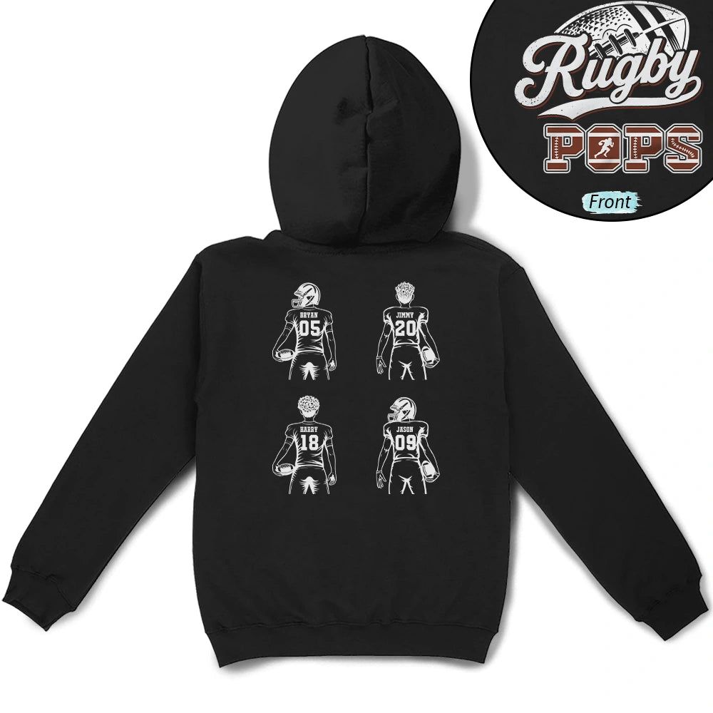American Football Dad Mom Kids Backside - Personalized T Shirt