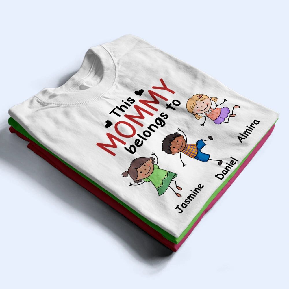 This Grandpa Daddy Belongs To Colorful Stick Figures - Personalized T Shirt