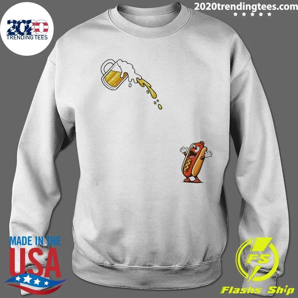 Hotdog Beer Chug American Flag 4th Of July Shirt