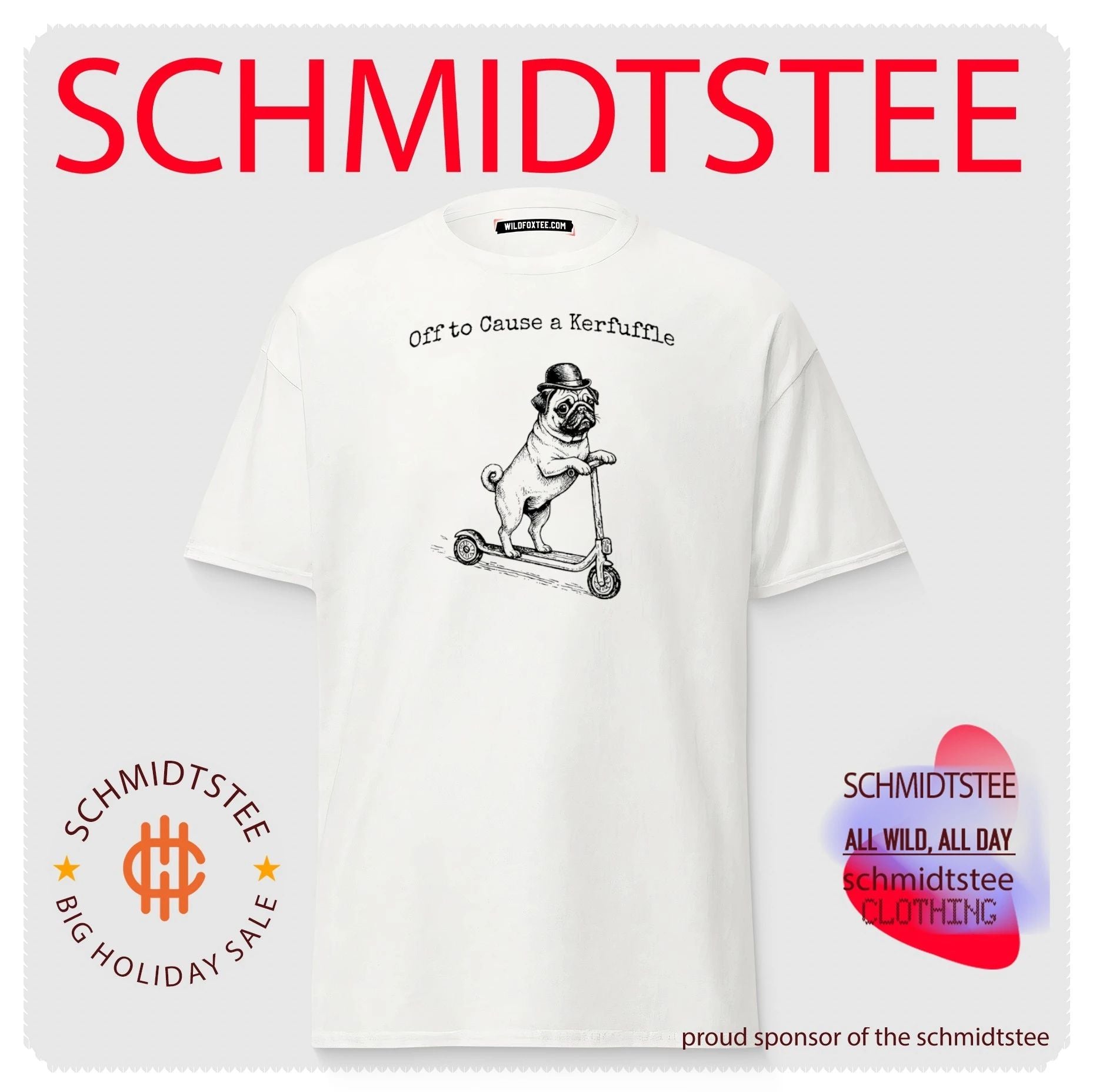 Off to cause Kerfulffle Pug illustration shirt