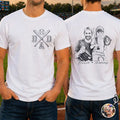 Custom Photo Pencil Sketch Dad Est Year Crossed Arrows - Personalized T Shirt