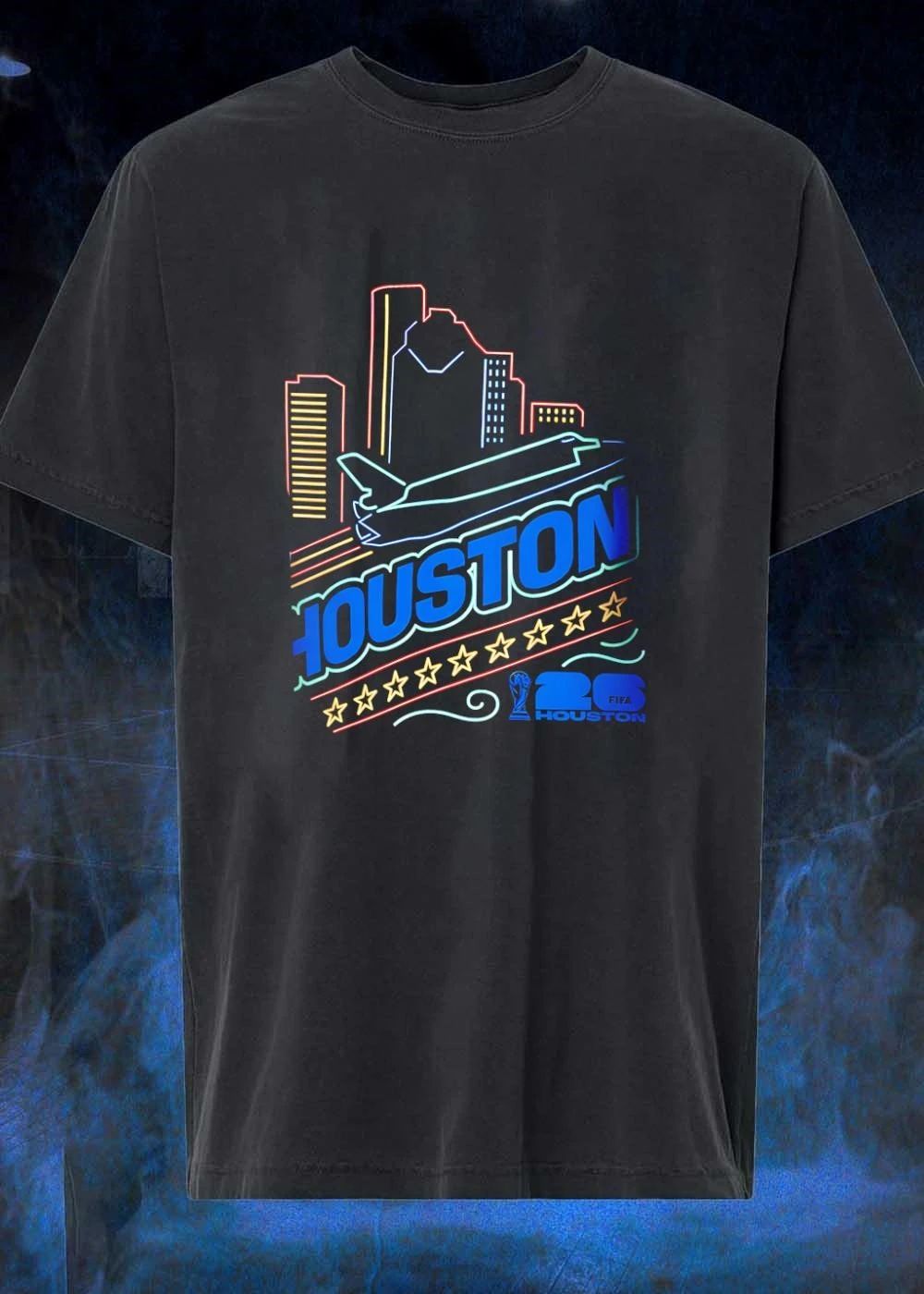 Houston Skyline Space Shuttle Neon Style FIFA 26 World Cup Houston shirt