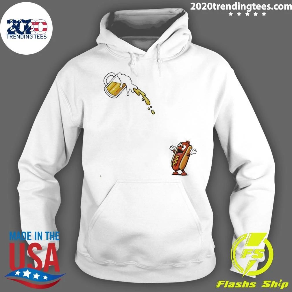 Hotdog Beer Chug American Flag 4th Of July Shirt