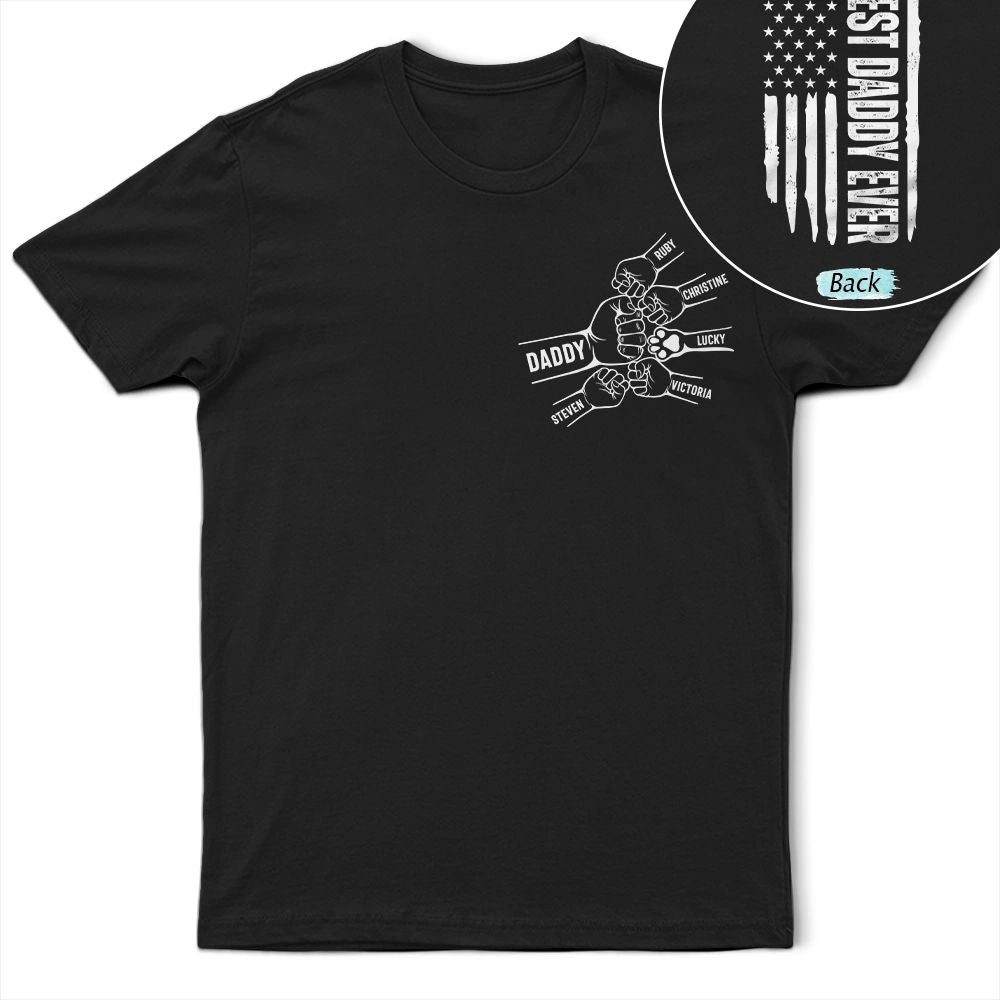 Stars & Stripes Best Dad Ever Fist Bumps - Personalized T Shirt
