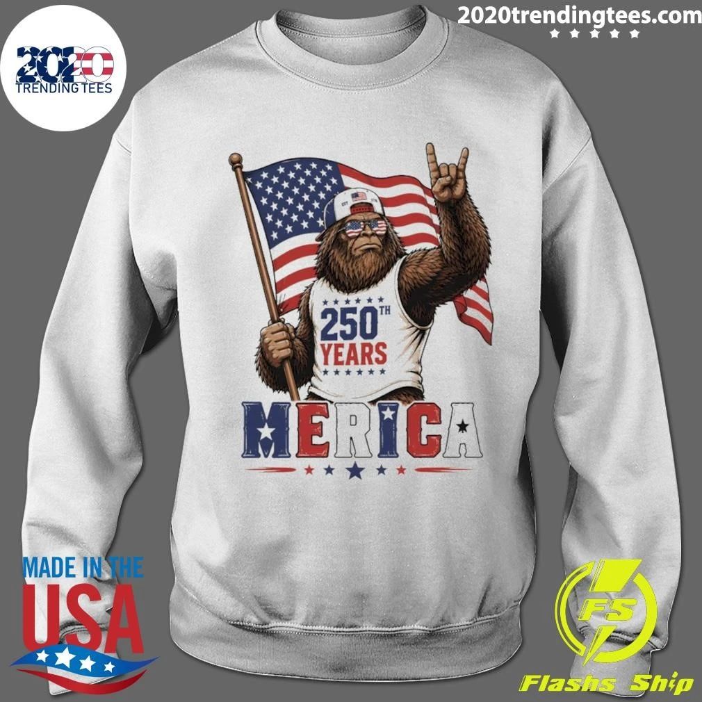Bigfoot American Flag 250th Years 4th Of July Patriotic Independence Day Shirt