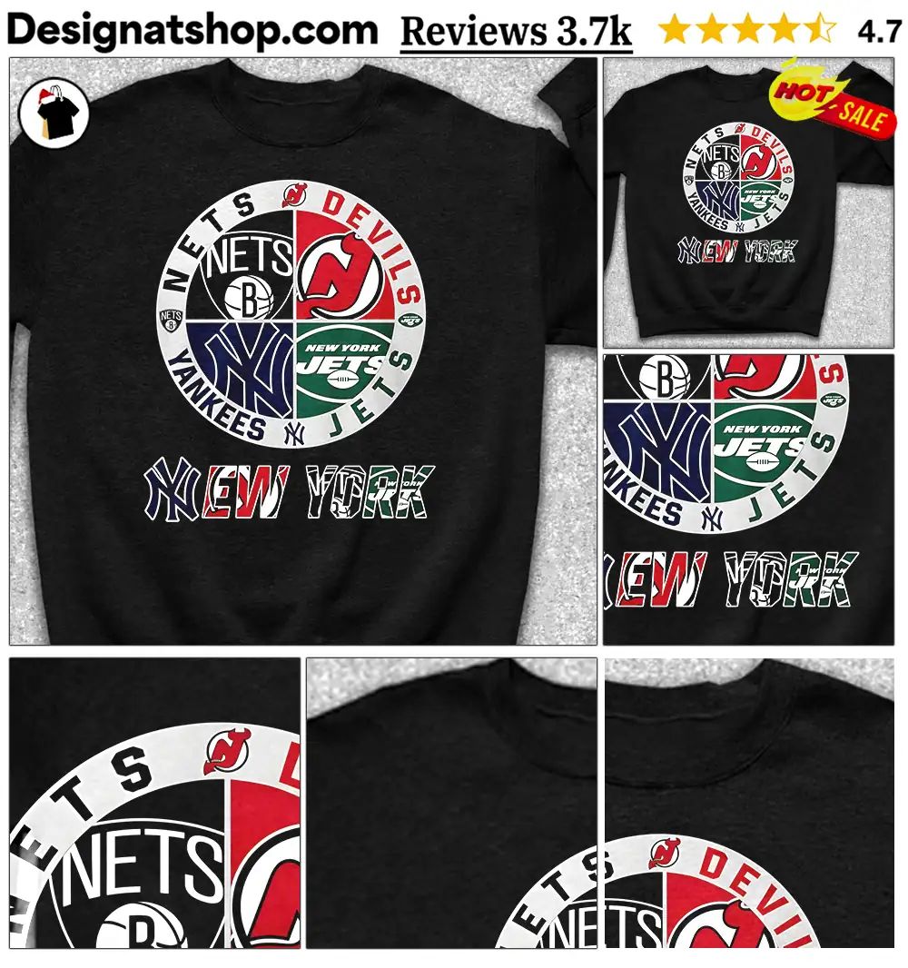 Nets Devils Yankees Jets New York team logo shirt