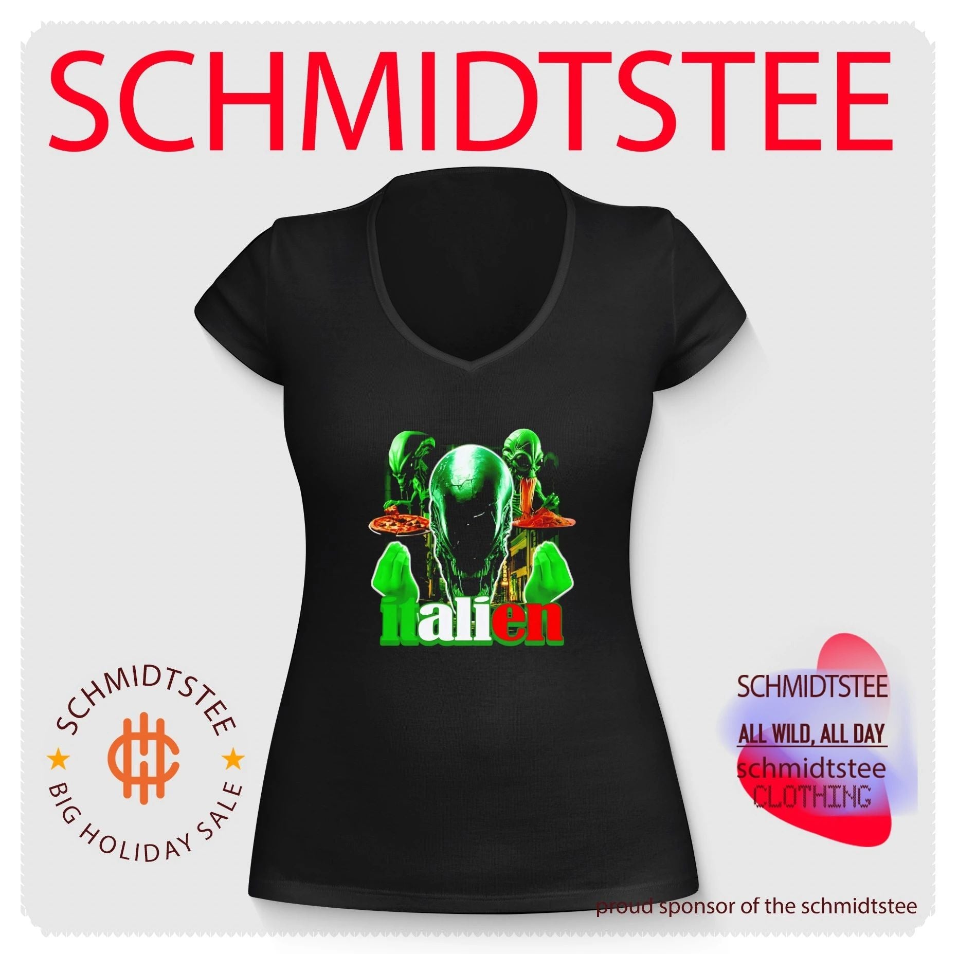 Italien Alien Eating Pizza and Pasta Xenomorph shirt