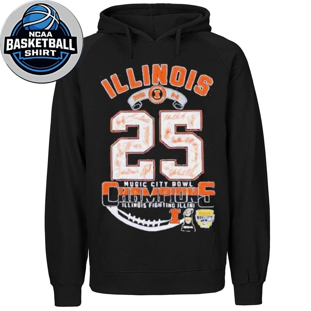 Illinois Fighting Illini Music City Bowl Champions Signatures Shirt