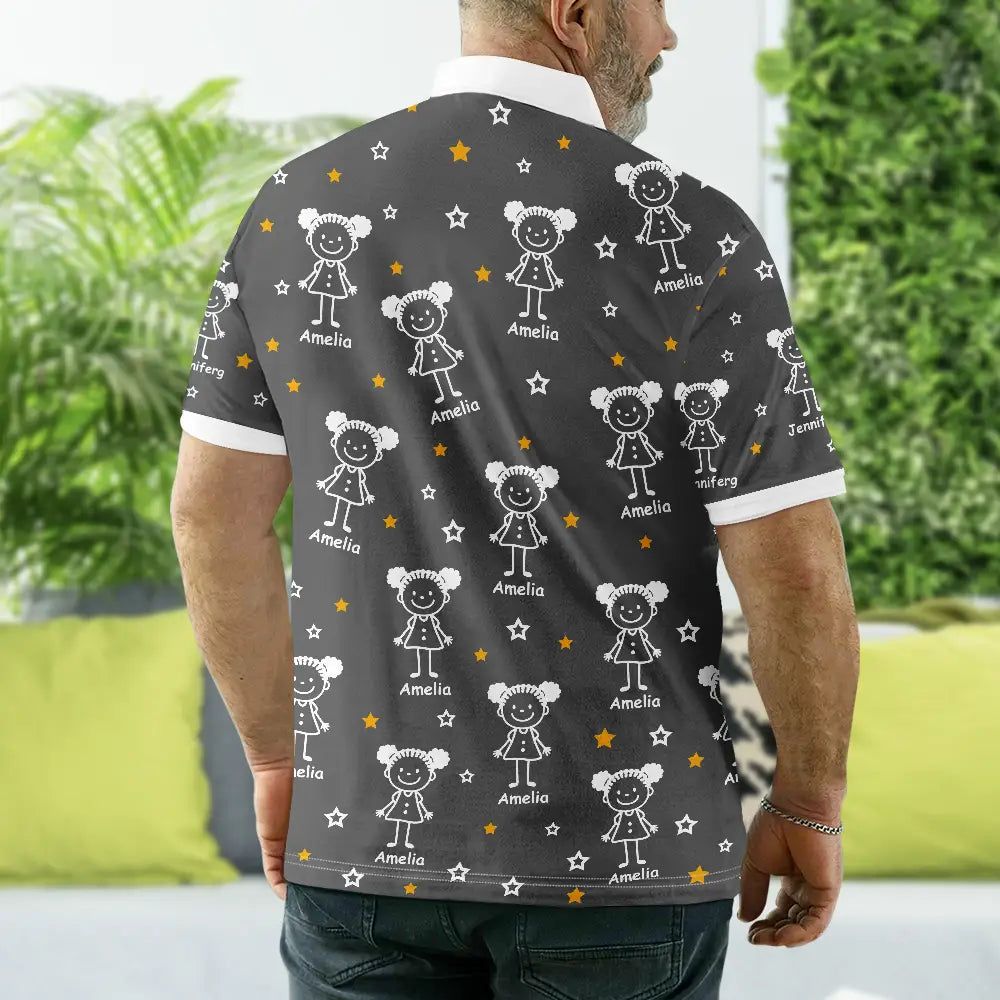 This Grandpa Dad Belongs To Kids Pet Stick Figures - Personalized Polo Shirt