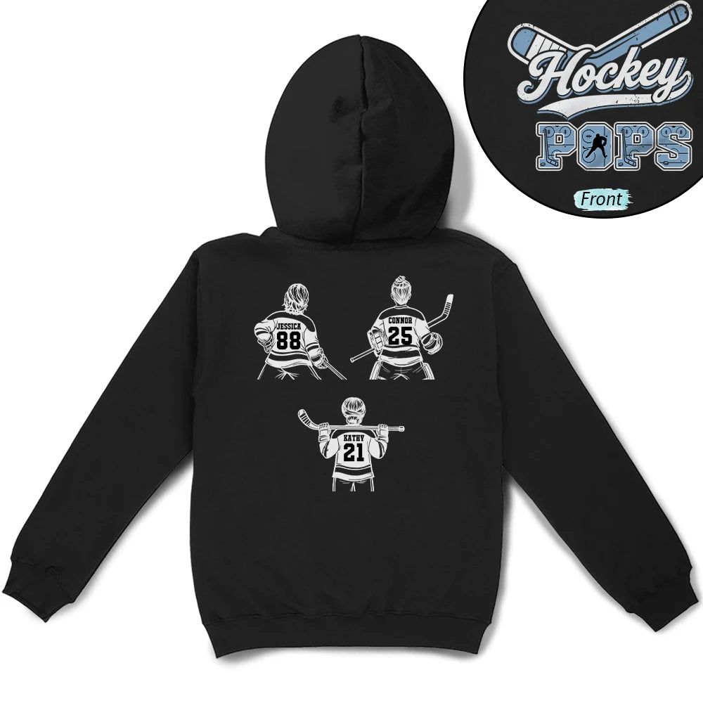 Hockey Dad Mom Kids Backside - Personalized T Shirt