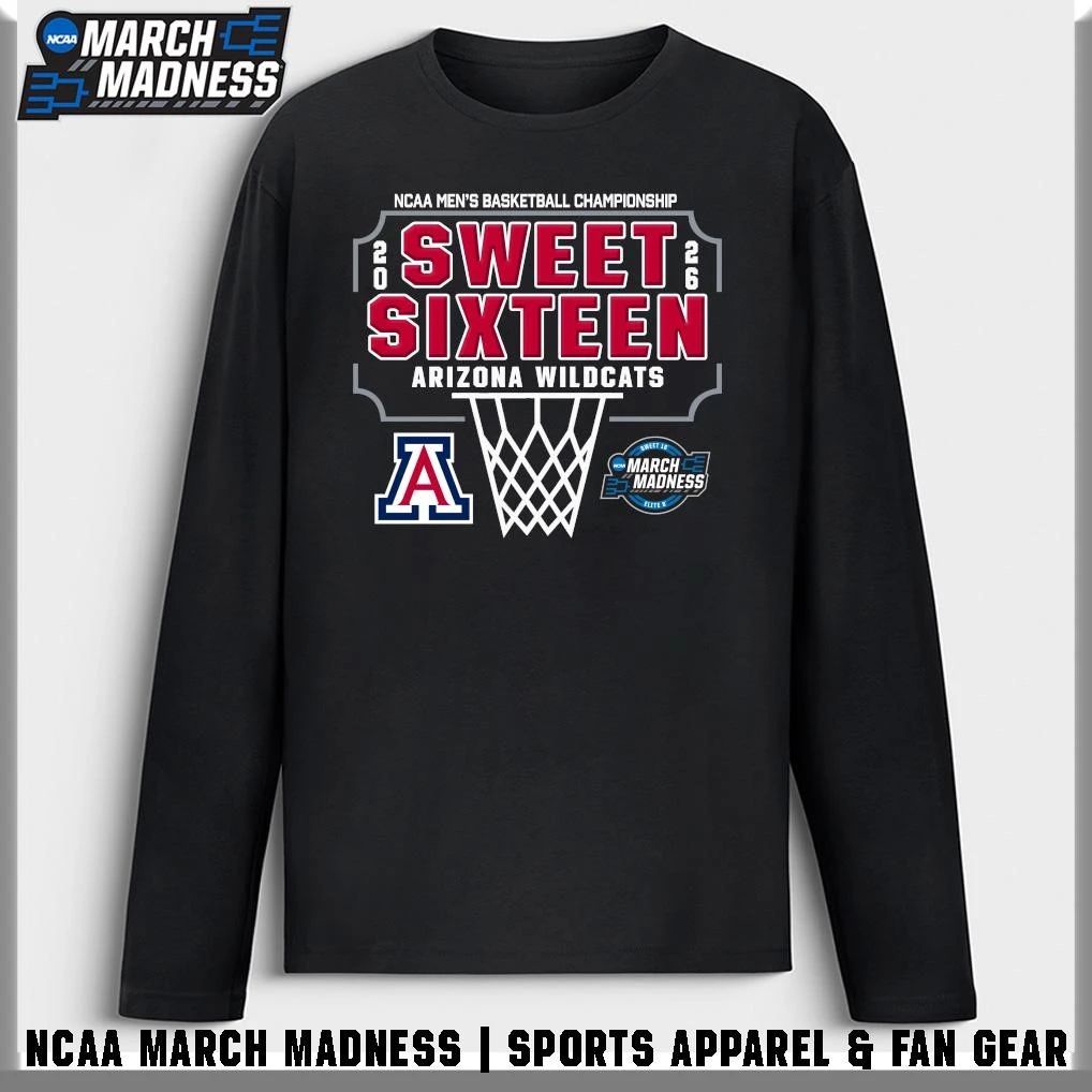 Arizona Wildcats 2026 NCAA DI Men’s Basketball Tournament March Madness Sweet 16 Bound T-Shirt