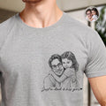 Custom Photo Pencil Sketch A Dad And His Girl - Personalized T Shirt