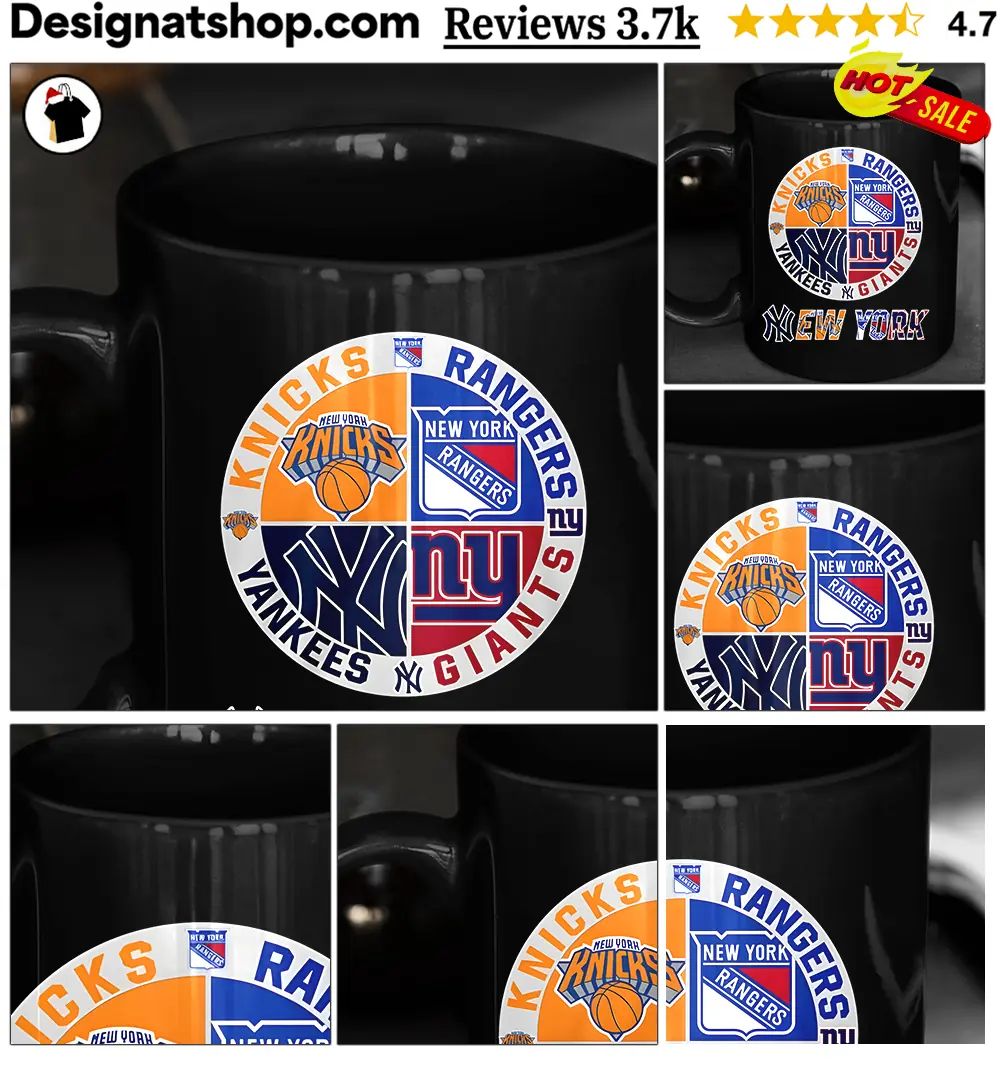 Knicks Rangers Yankees Giants teams New York sports logo circular shirt