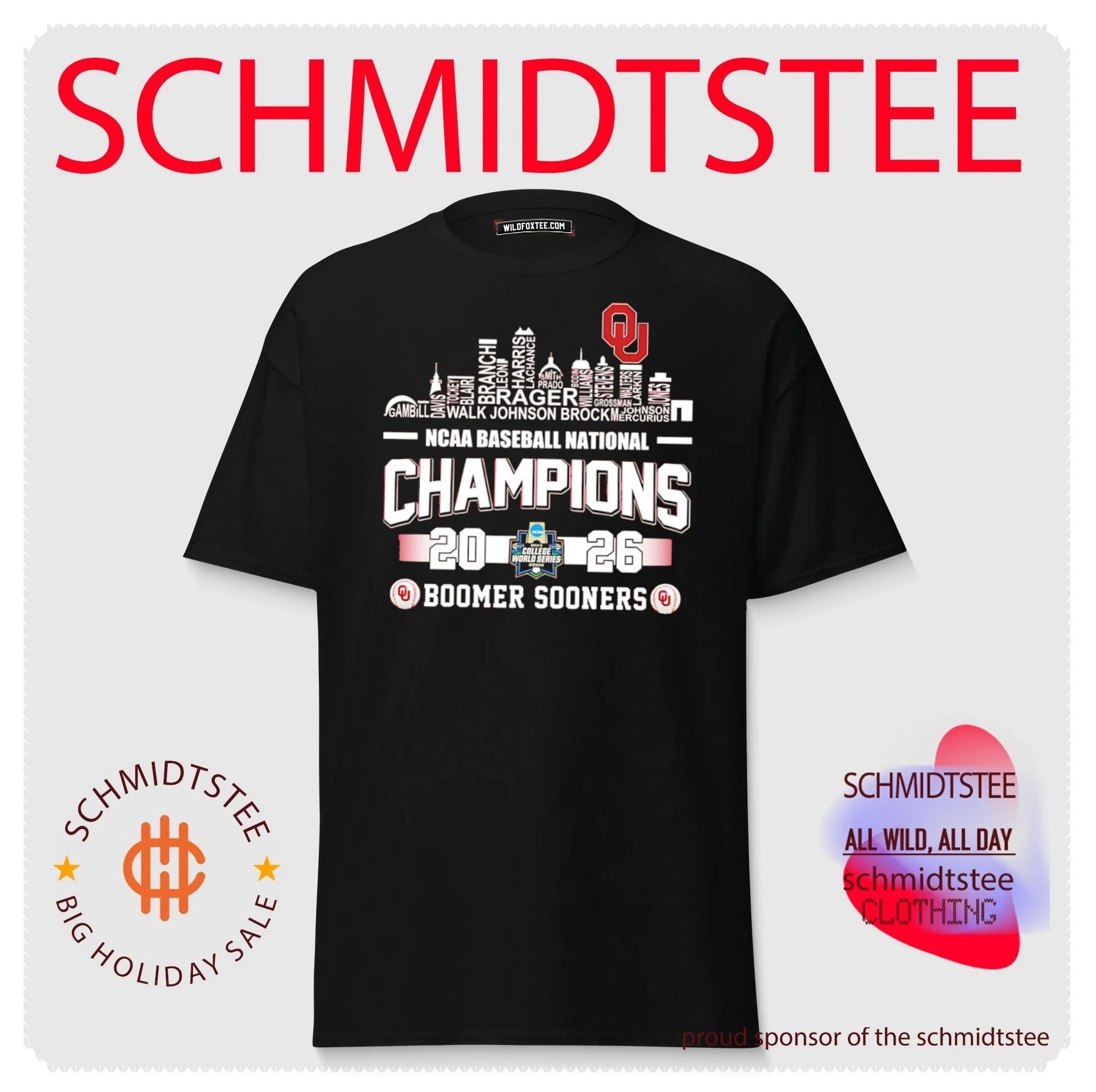 Oklahoma Sooners NCAA National Champions 2026 Boomer Sooners name skyline shirt