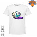 Retro Cartoon Style Basketball Draft Trucker Hat Illustration Blue Logo Shirt