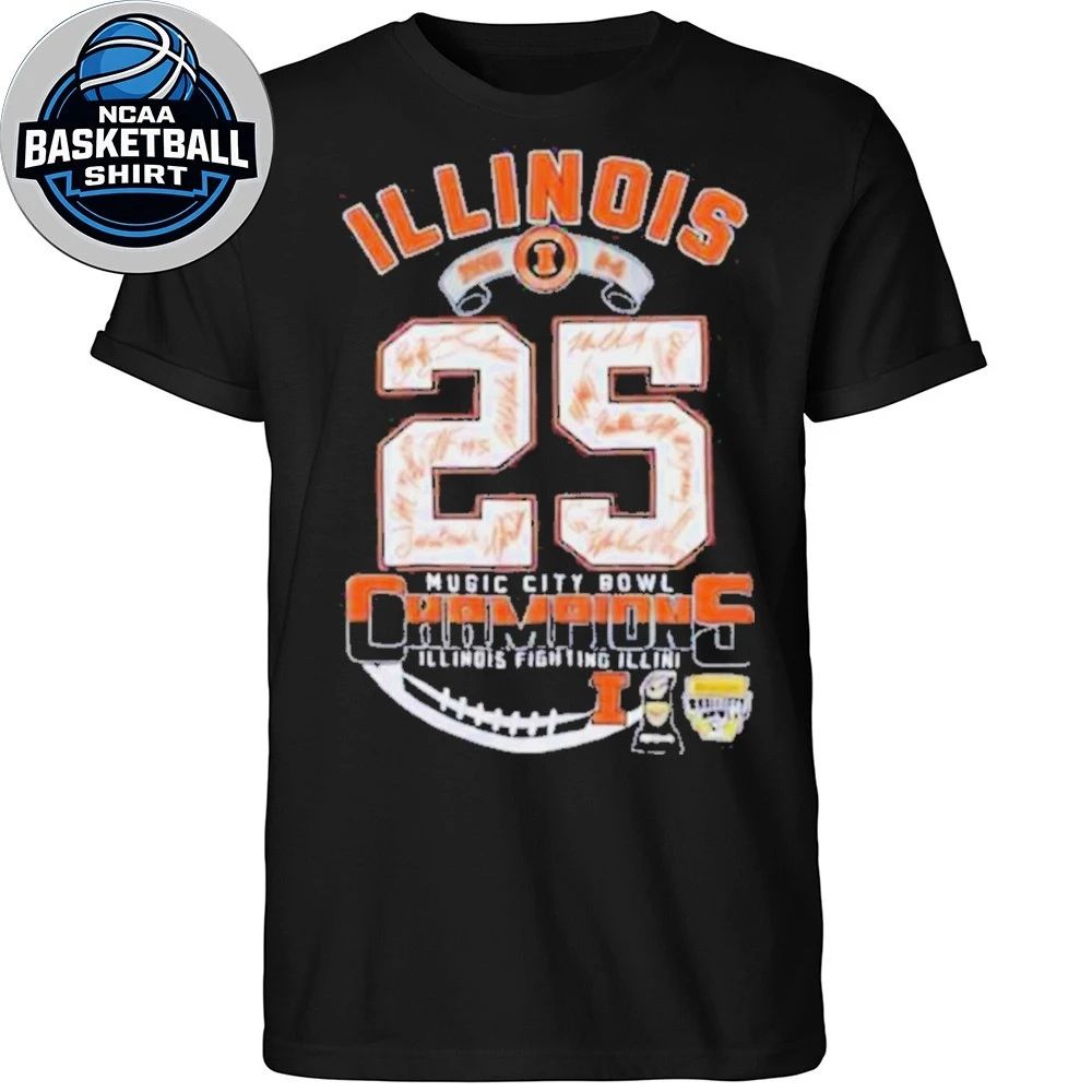 Illinois Fighting Illini Music City Bowl Champions Signatures Shirt