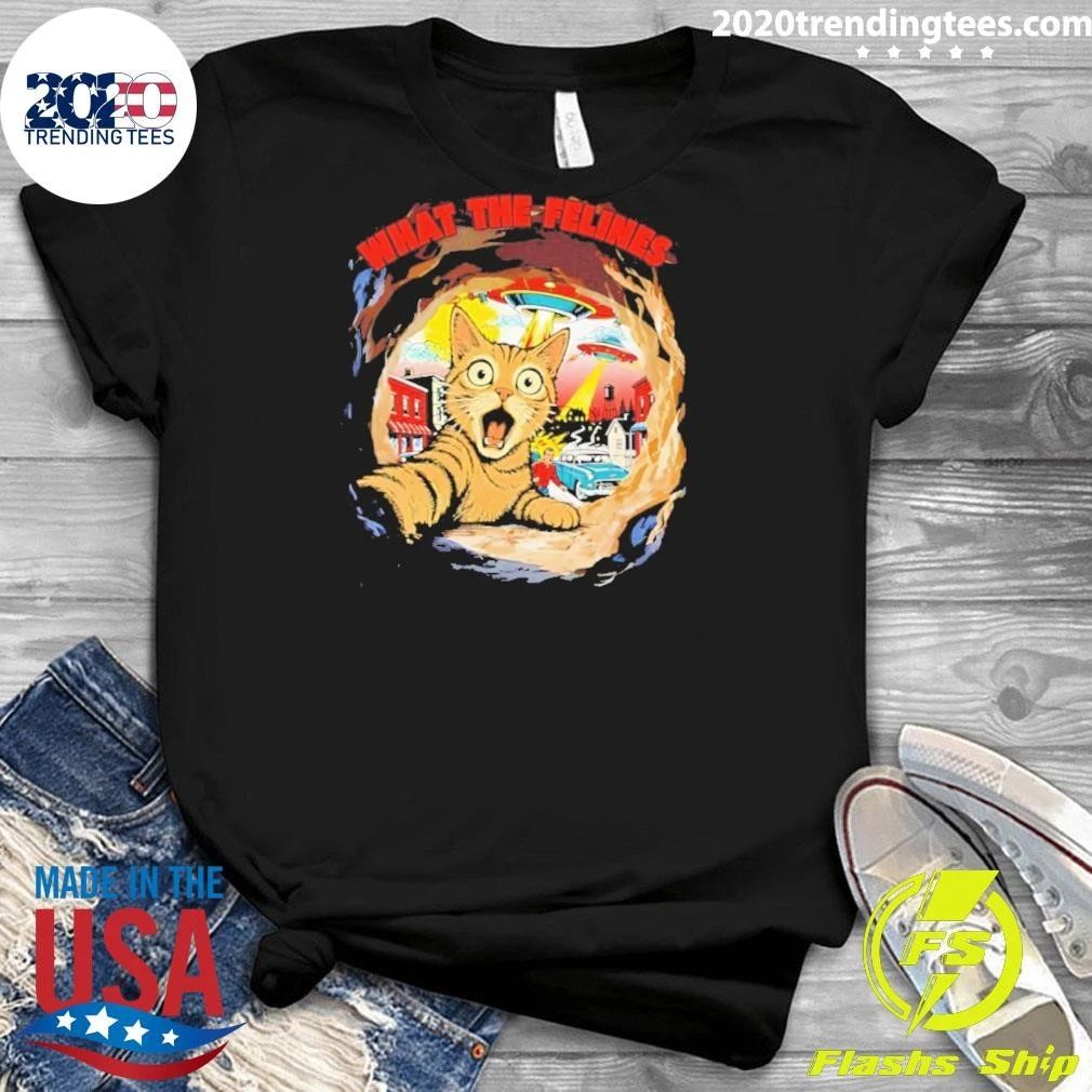 Cat What The Felines Ufo Comic Shirt