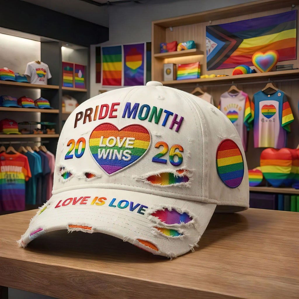 Pride Month 2026 Love Wins Love is Love Distressed Baseball Cap