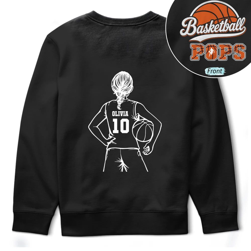 Basketball Dad Mom Kids Backside - Personalized T Shirt