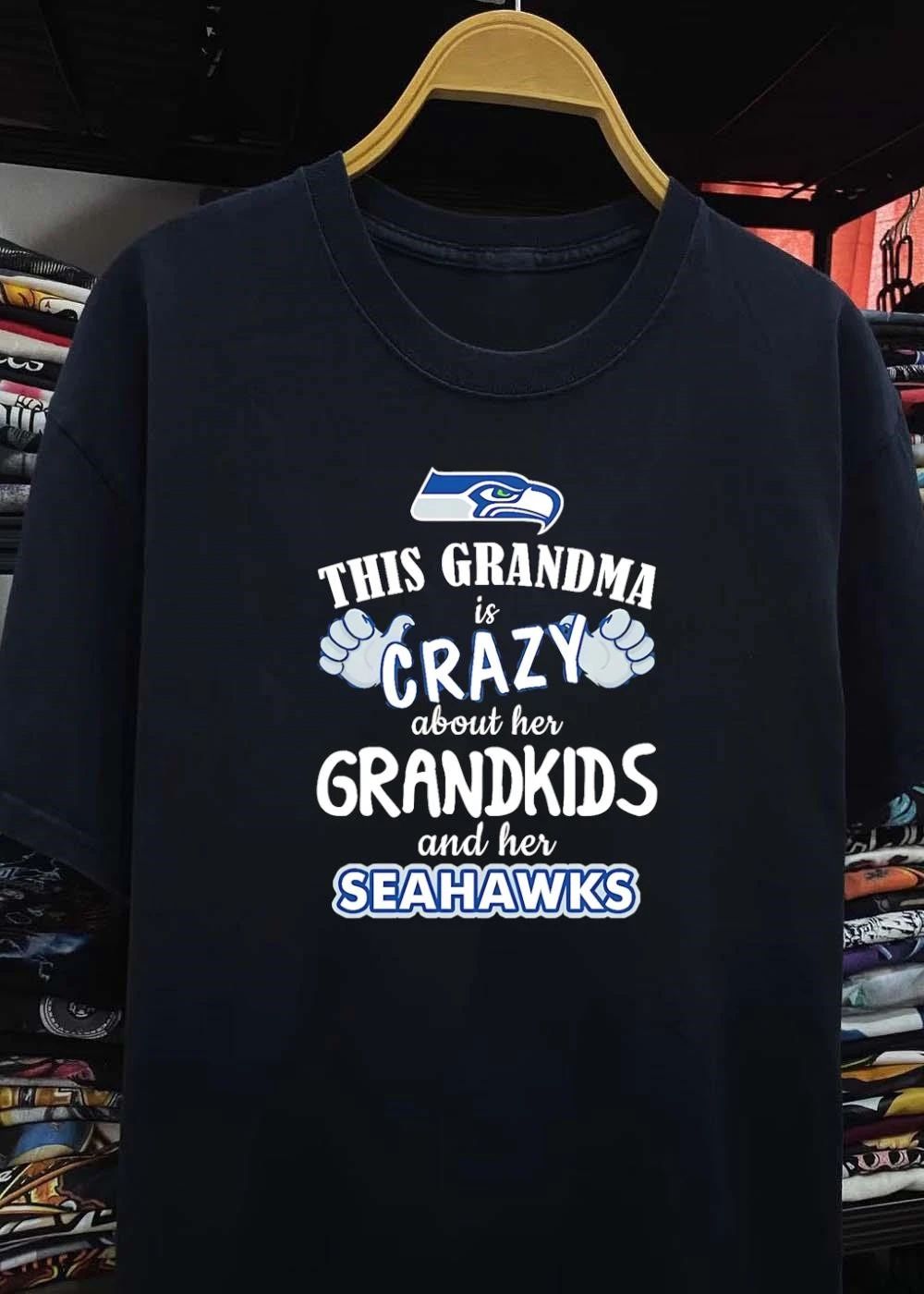 Grandma Gift Ideas Crazy about Grandkids and her Seahawks shirt