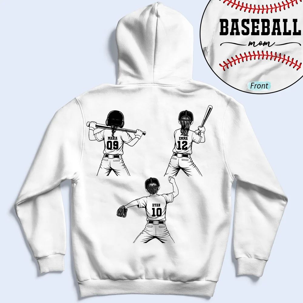 Baseball Mom Dad Kid Backside - Personalized T Shirt