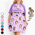 Custom Photo This Grandma Mom Belongs To Funny Kids Pet - Personalized Women's Sleep Tee