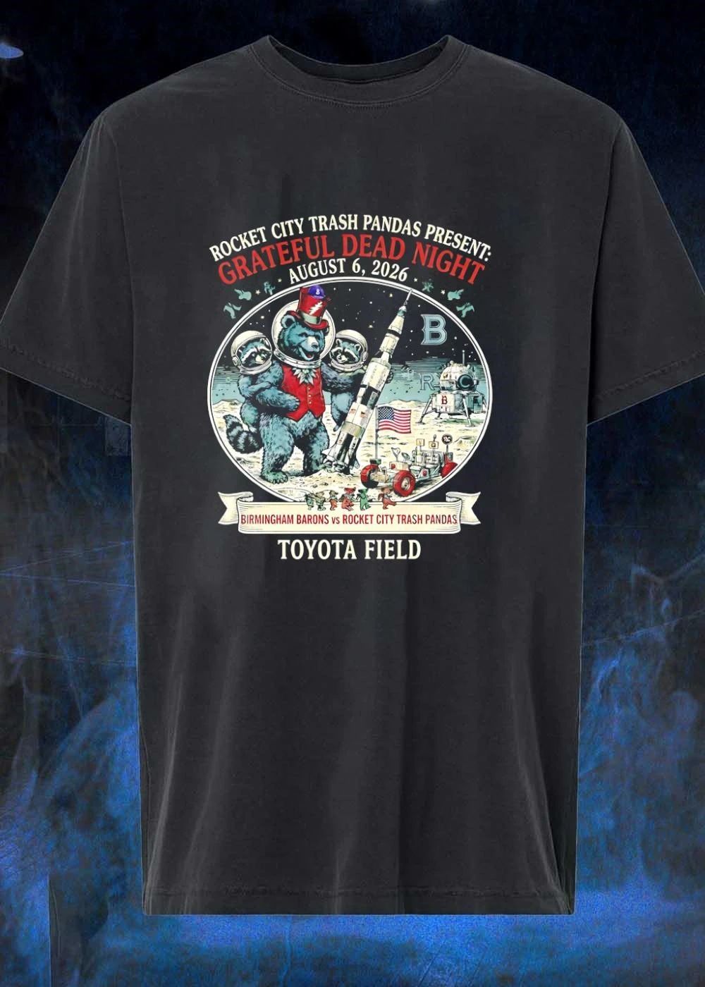 Rocket City Trash Pandas Grateful Dead Night August 6 2026 Toyota Field T-Shirt