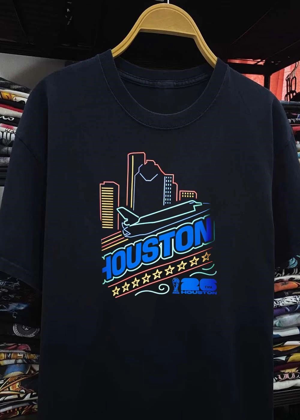 Houston Skyline Space Shuttle Neon Style FIFA 26 World Cup Houston shirt