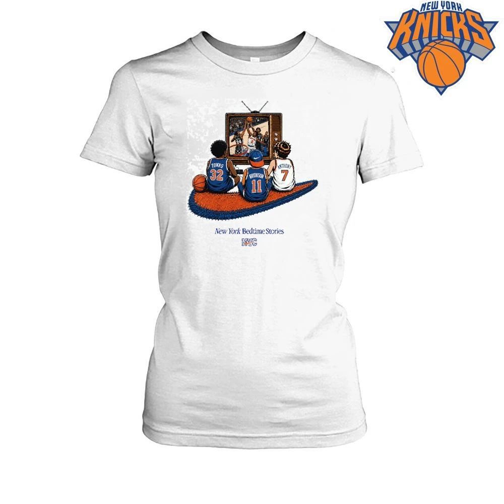 New York Bedtime Stories Knicks Brunson Towns Anthony Retro TV Vintage Graphic Shirt