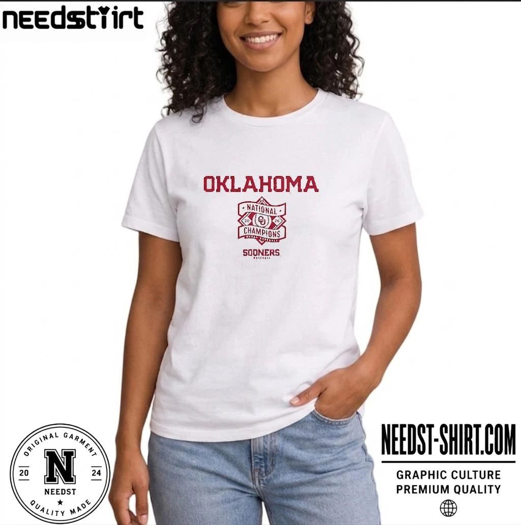 Oklahoma Baseball 2026 National Champions Text Logo Shirt
