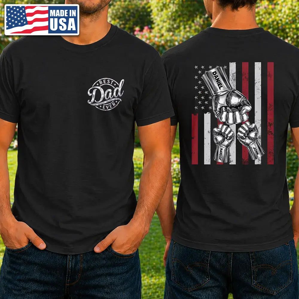 Metal Effect Best Dad Grandpa Ever - Personalized T Shirt