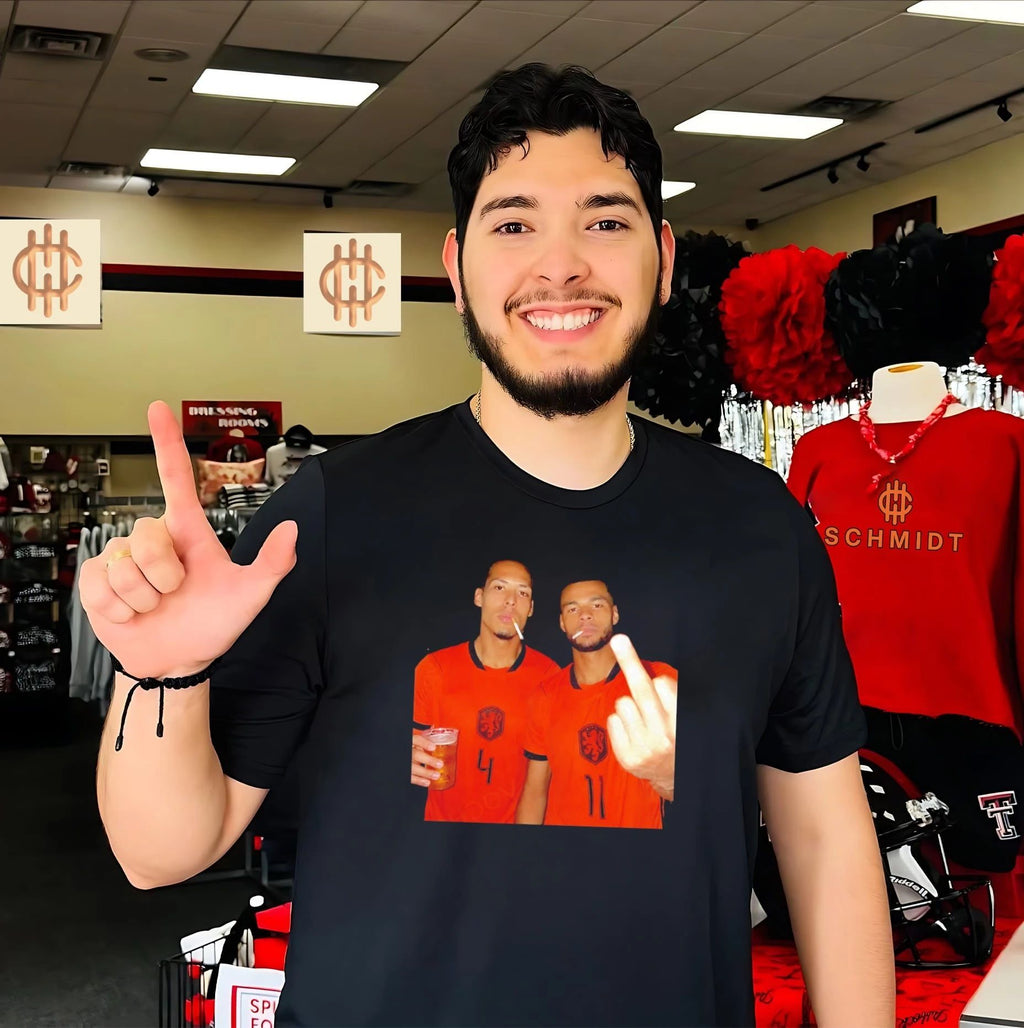 Virgil van Dijk and Cody Gakpo Netherlands National Team middle finger shirt