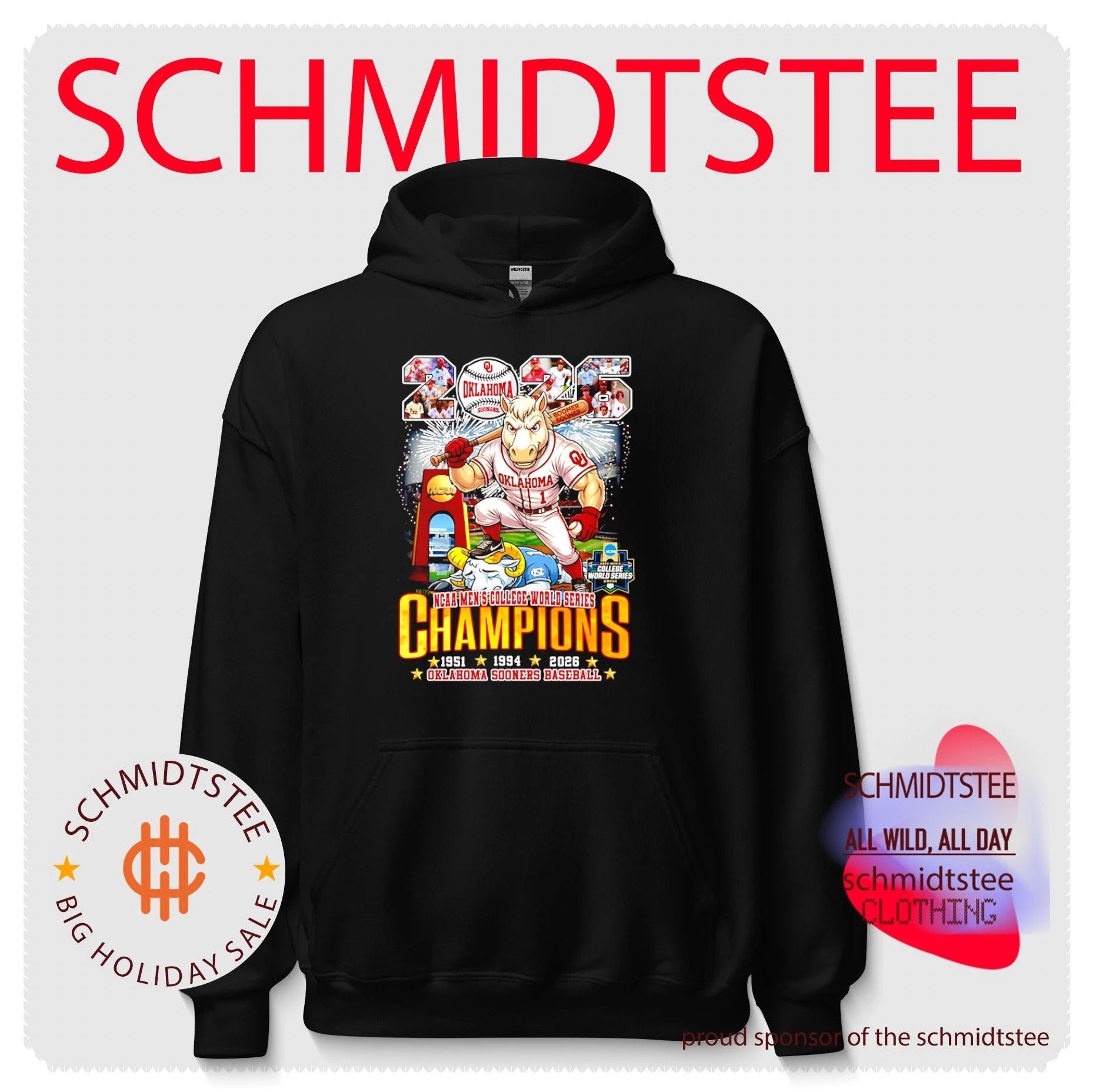 Oklahoma Sooners 2026 NCAA Men’s College World Series Champions mascot shirt