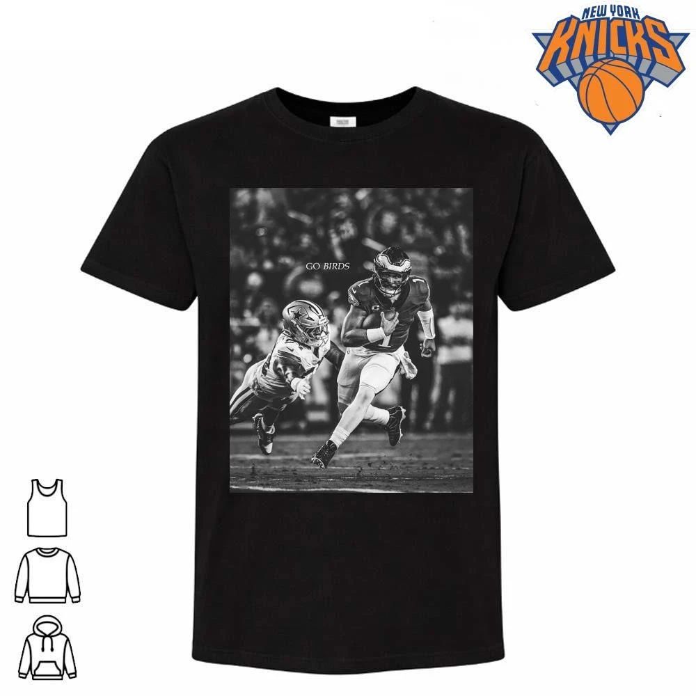 Go Birds Jalen Hurts Philadelphia Football Running Play Black and White Photo Shirt