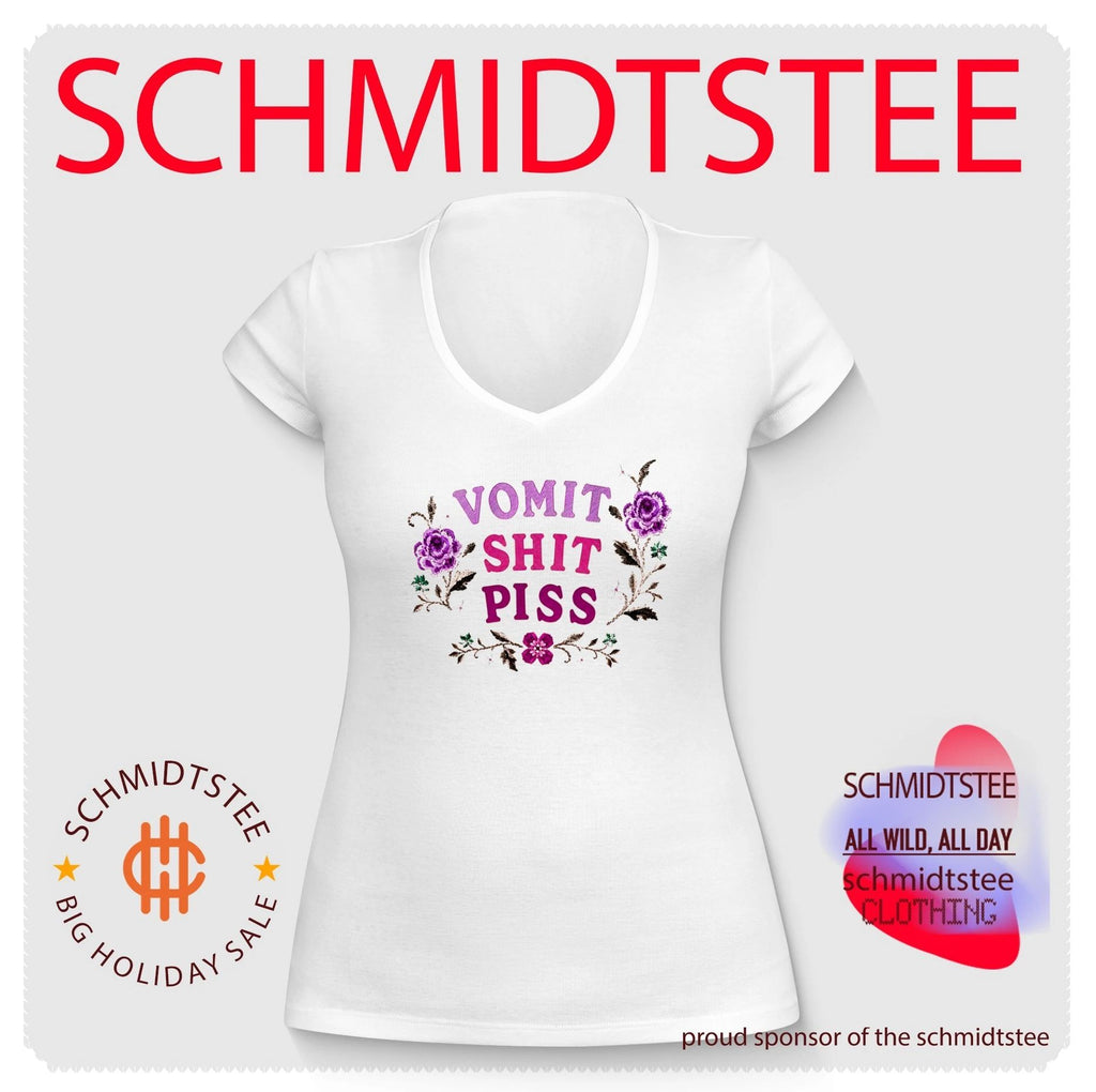 Vomit Shit Piss Floral Embroidery funny quote shirt