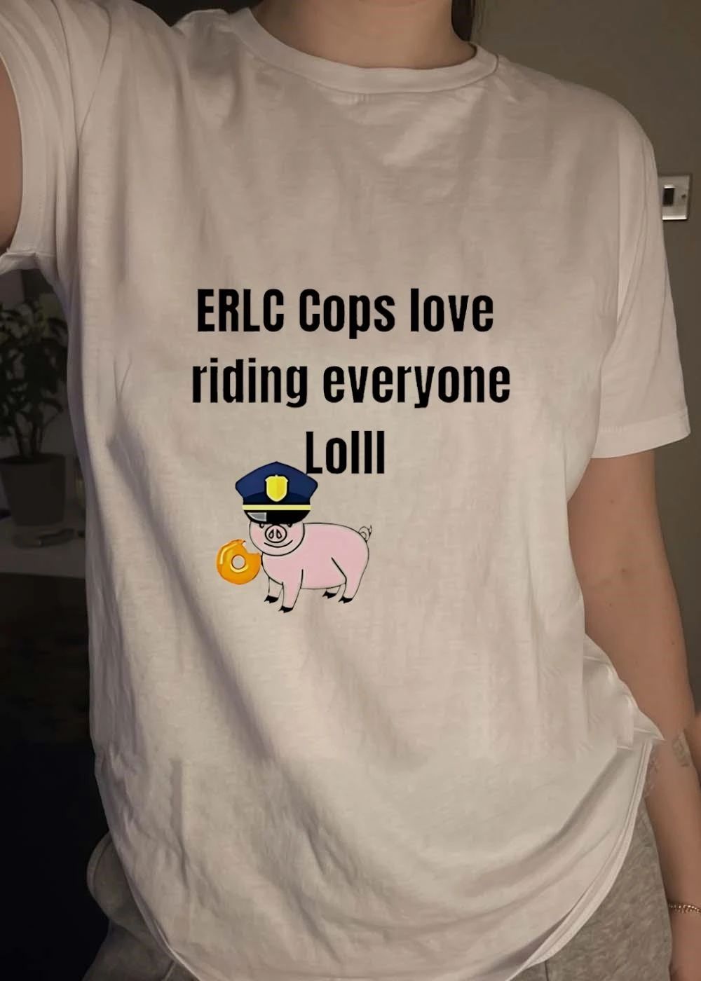 ERLC Pig Cop Eating Donut Riding Everyone Lolll T-Shirt