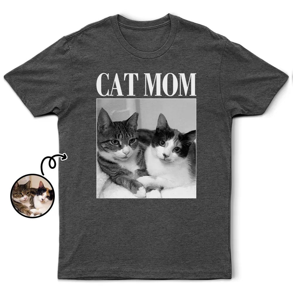 Custom Photo Dog Mom Dog Dad Grayscale Vintage - Personalized T Shirt