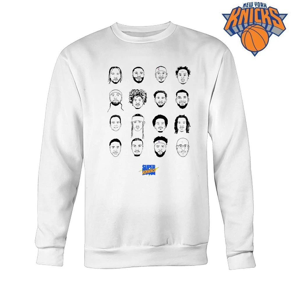 Super Knicks All Players Cartoon Caricature Line Art Graphic Print Shirt