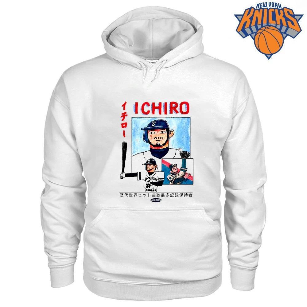 Ichiro Suzuki Seattle Mariners Japanese Art Baseball Graphic White T Shirt
