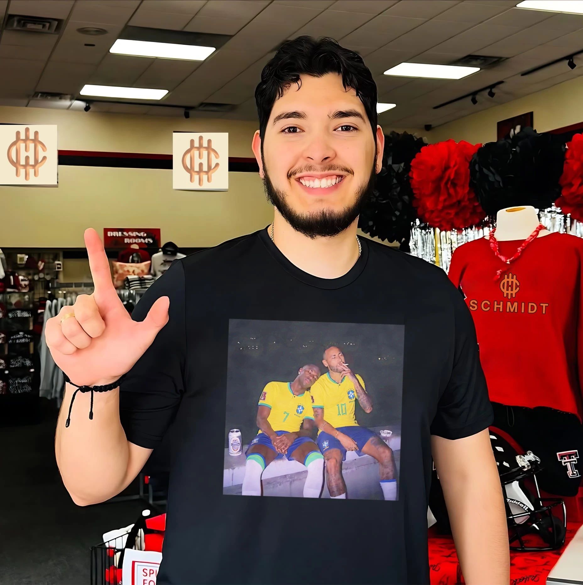 Neymar Jr and Vinicius Jr smoking vintage shirt