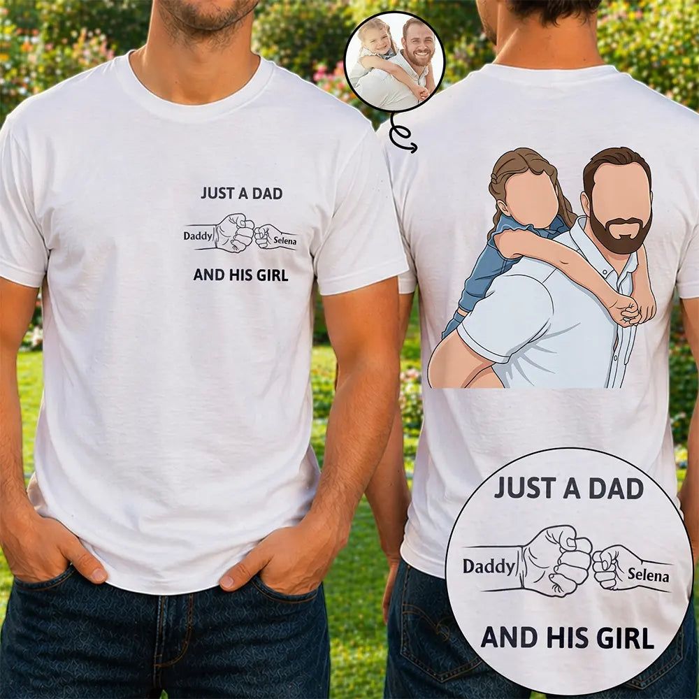 Custom Photo Faceless Portrait Just A Dad And His Girl - Personalized T Shirt