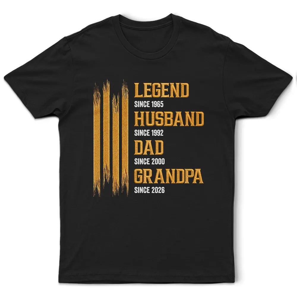 Faux Embroidery Effect Legend Husband Dad Grandpa - Personalized T Shirt