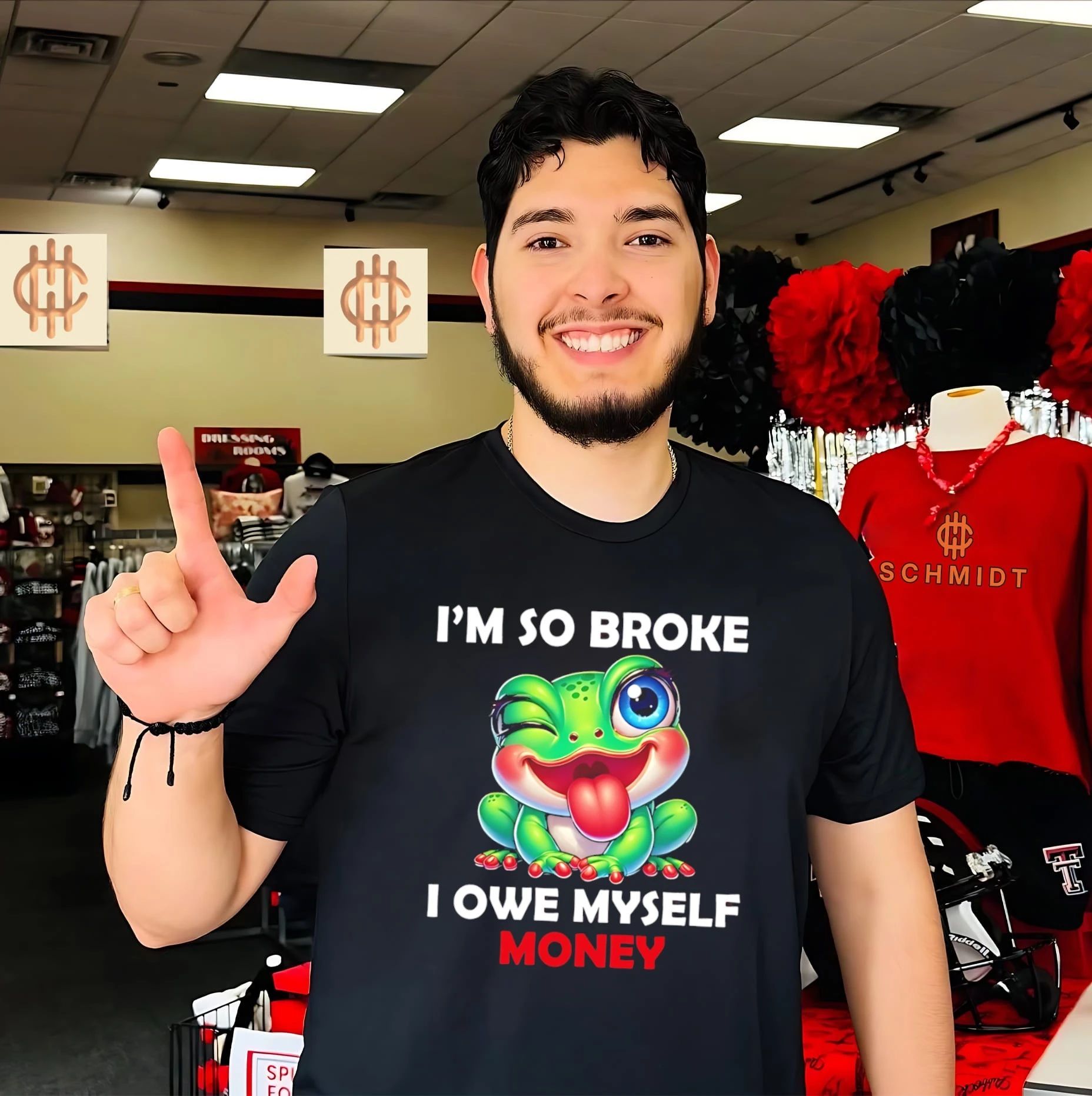 I’m so broke I owe myself money cartoon frog shirt